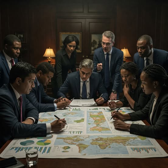 Ist möglicherweise ein Bild von 7 Personen, Anzug und Text